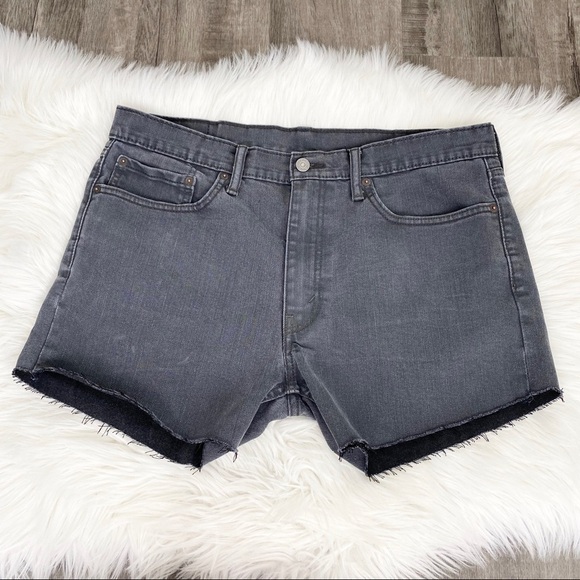 Levi's 502 Custom Cutoff Raw Hem Jean Shorts Sz 36 - Picture 2 of 12